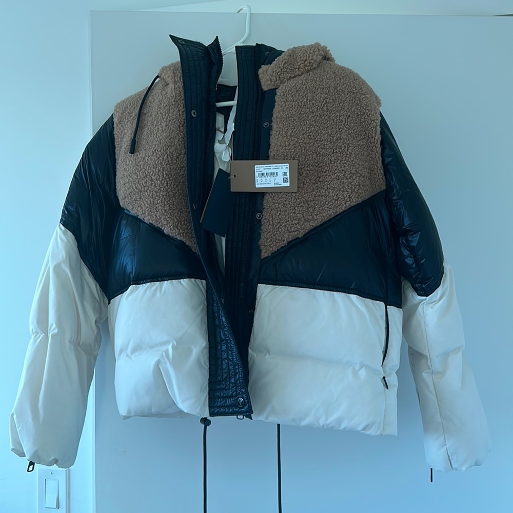 Hugo Boss MIXED-MATERIAL DOWN-FILLED JACKET WITH TEDDY PANELS
